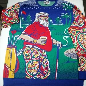 Men's 4XL John Daly Grip It Rip It Sip It Paisley Print Christmas Ugly Sweater